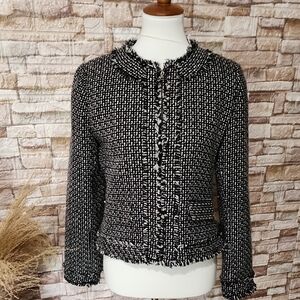 VALERIE BARTINELLI  Black and White Tweed  Blazers Jacket